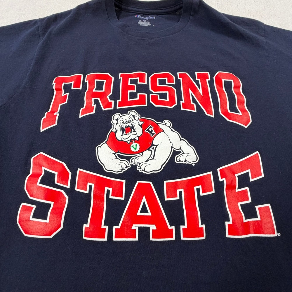 Fresno State Bulldogs T-Shirt Men Medium Navy Blue Excellent